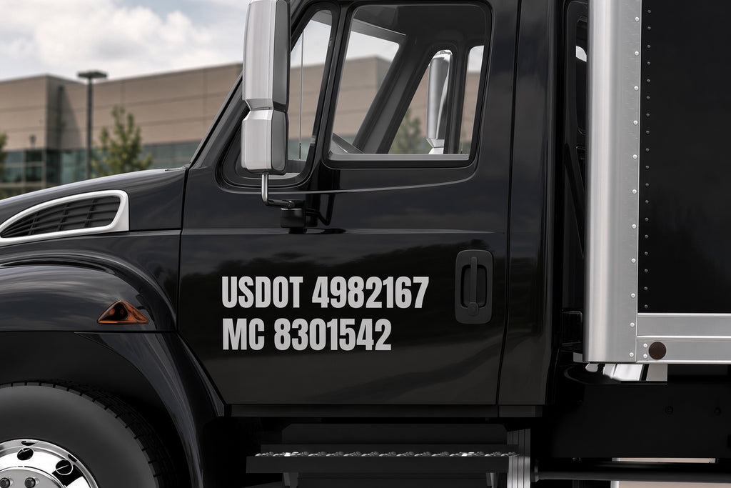 Commercial vehicle door lettering installation example