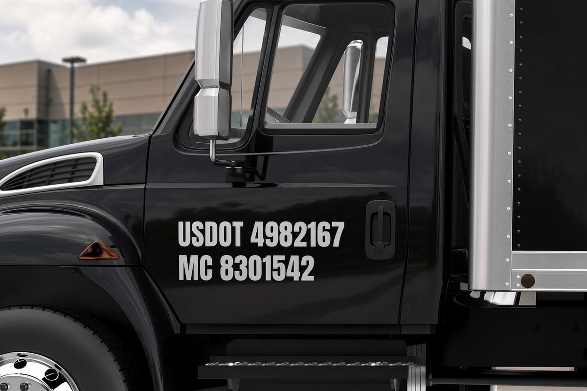 Commercial vehicle door lettering installation example