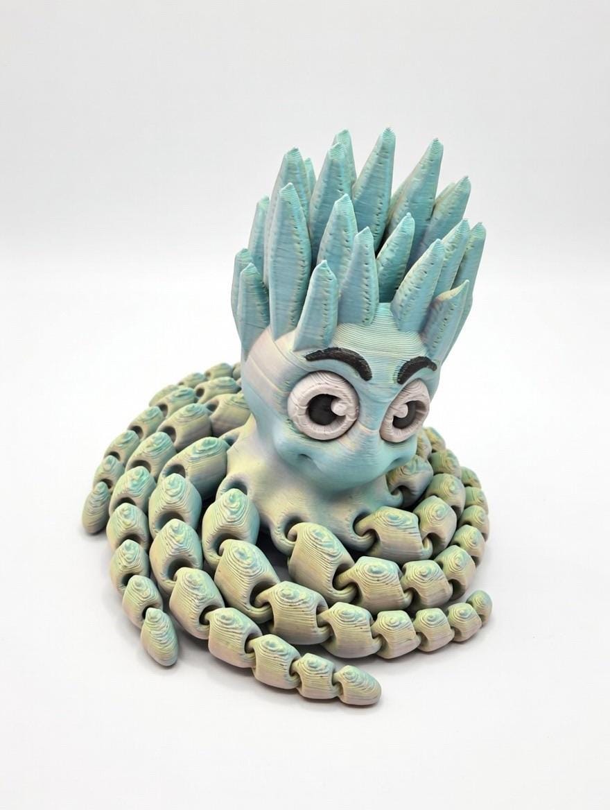 3D Printed Articulated Octopus – Pastel Rainbow Flexi Fidget Toy