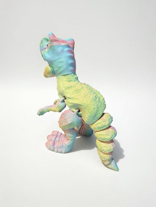 3D Printed Articulated T-Rex – UV Reactive Pastel Fidget Desk Toy