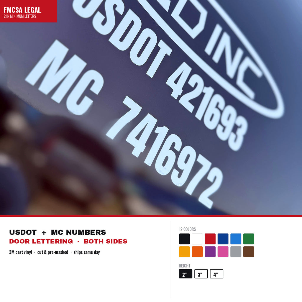 USDOT Number Decal Set — Both Doors | One Line, One Color
