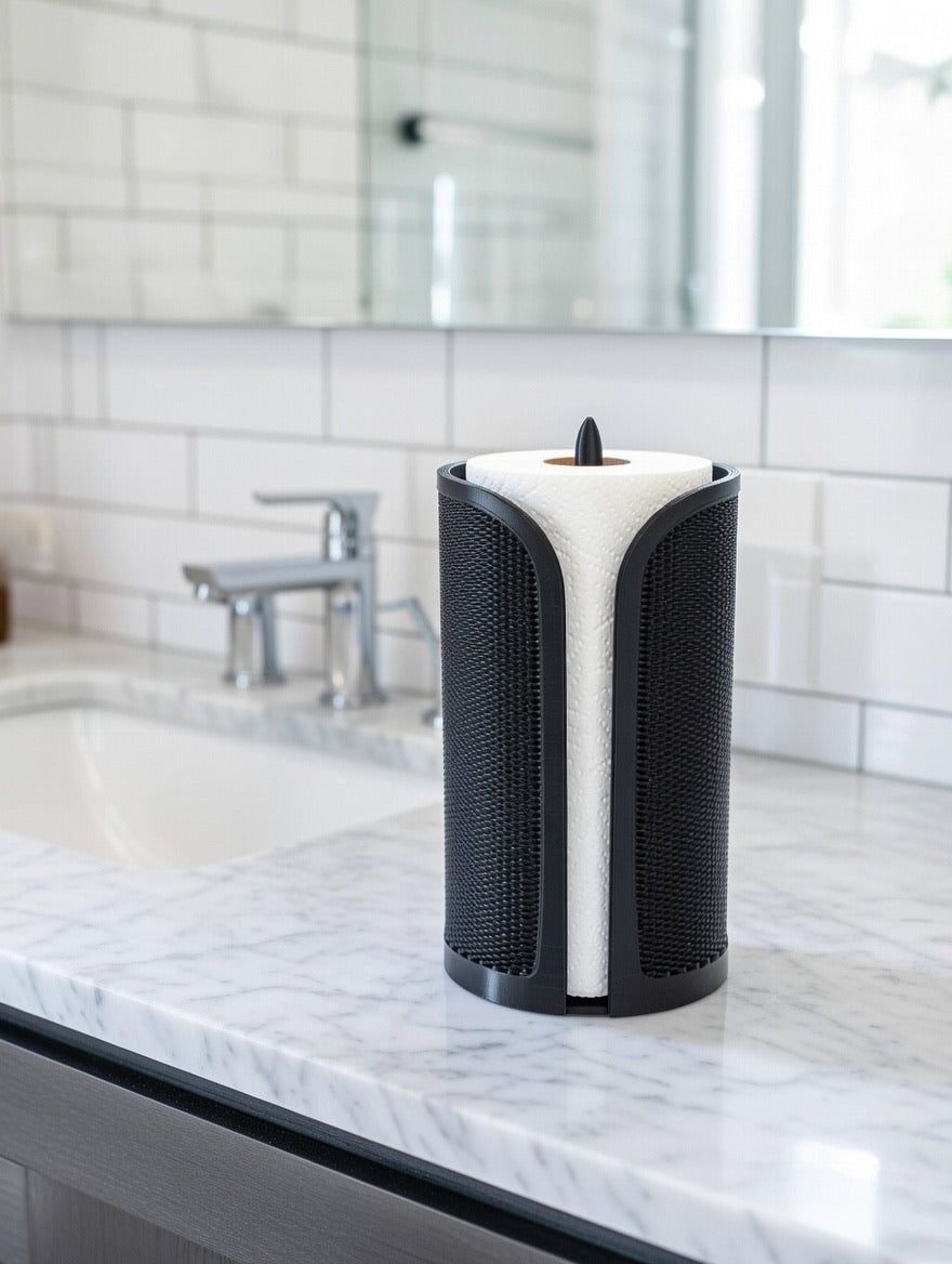 🖤 Modern Black Paper Towel Holder | Sleek Kitchen & Bathroom Countertop Dispenser