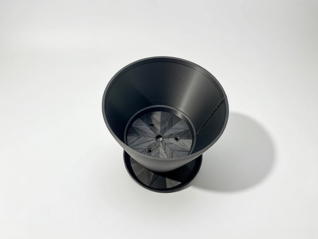 Matte Black Mini Planters | Offset Starburst Saucer Pots