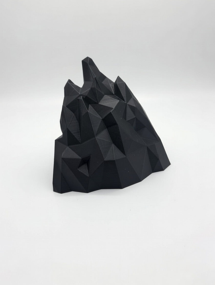 Geometric Mountain Wall Shelf | Modern Black Low-Poly Floating Decor