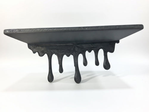 Abstract Dripping Wall Shelf | Modern Black Melted Edge Floating Decor
