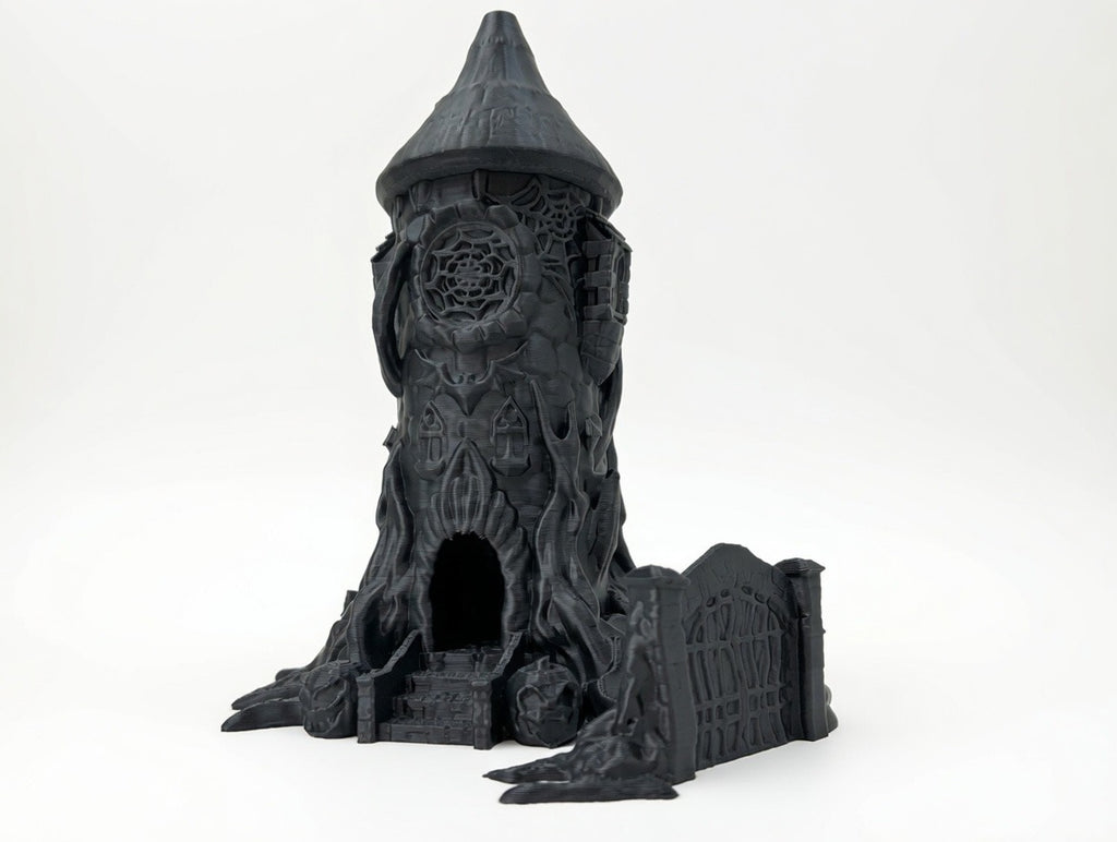 Gothic Witch Tower Dice Tower | Paintable 3Pc Set 12" Tall RPG