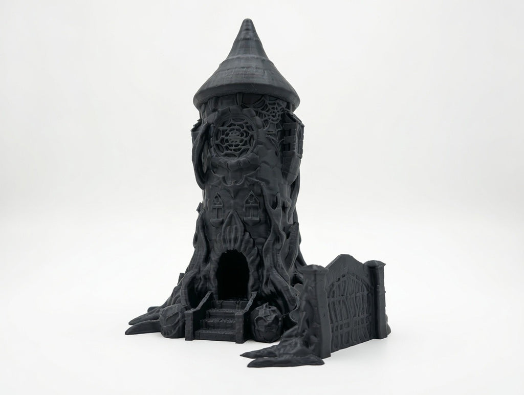 Gothic Witch Tower Dice Tower | Paintable 3Pc Set 12" Tall RPG