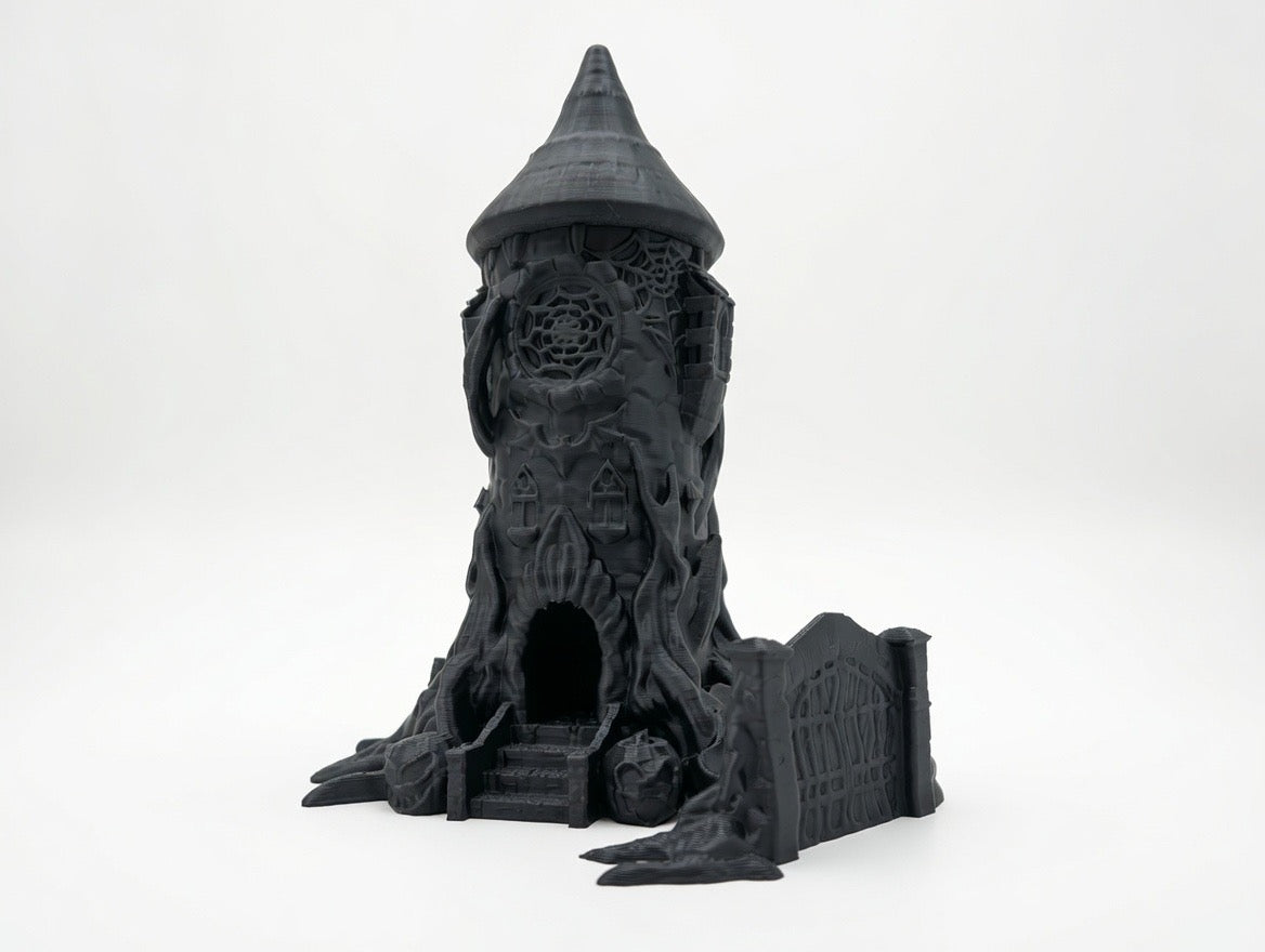 Gothic Witch Tower Dice Tower | Paintable 3Pc Set 12" Tall RPG