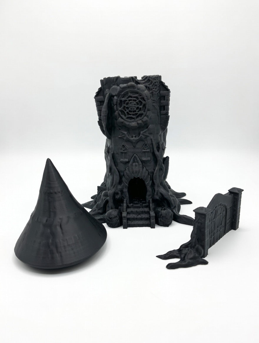 Gothic Witch Tower Dice Tower | Paintable 3Pc Set 12" Tall RPG