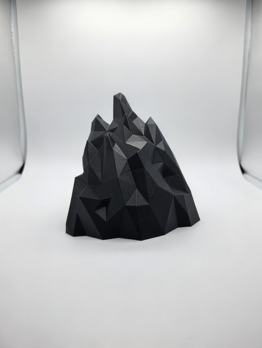 Geometric Mountain Wall Shelf | Modern Black Low-Poly Floating Decor