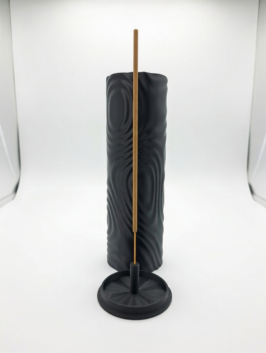🖤 Textured Black Swirl Incense Holder | Modern 3D Printed Incense Stand