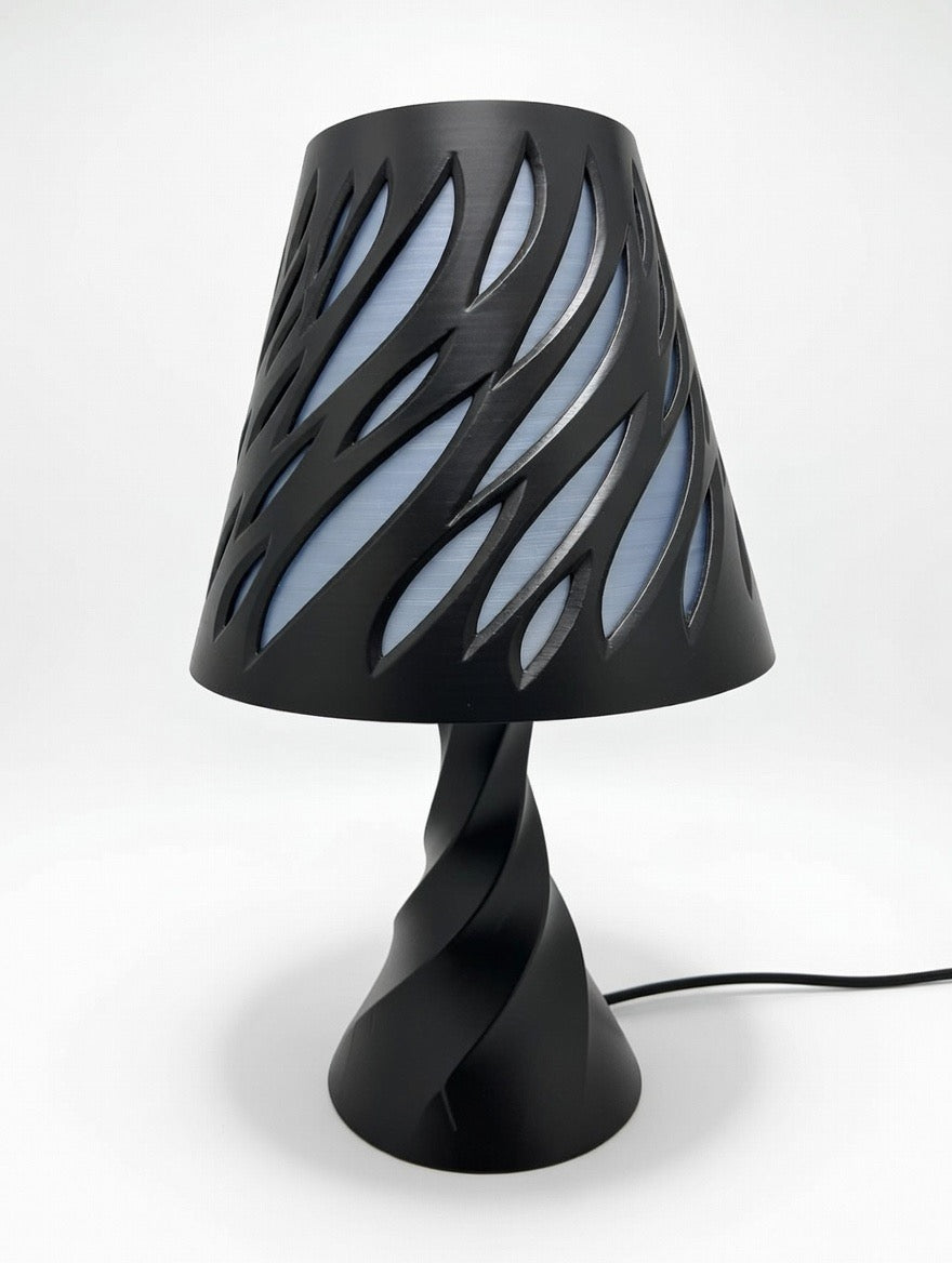 🖤 Glow in the Dark Modern Black Table Lamp | Unique Flame Cutout Night Light