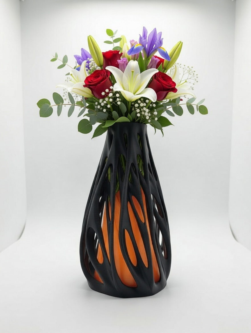 Modern Abstract Lattice Vase – Decorative Flower Vase | Sculptural Home Decor | Contemporary Centerpiece