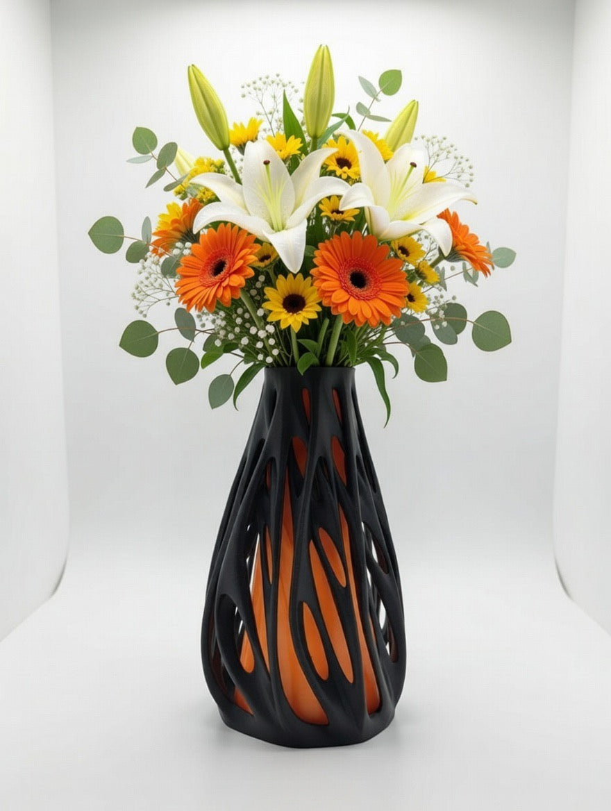 Modern Abstract Lattice Vase – Decorative Flower Vase | Sculptural Home Decor | Contemporary Centerpiece
