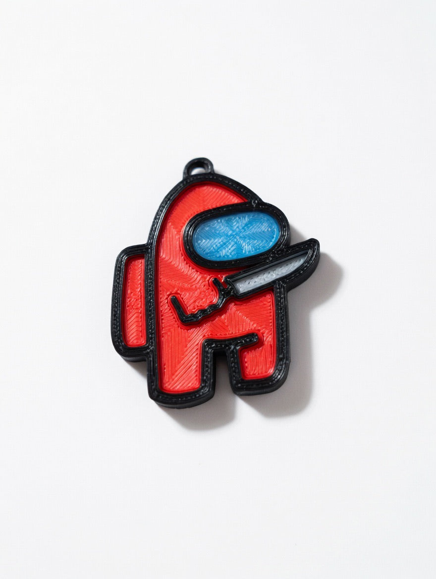 Among Us Keychain – Glow in the Dark Visor – Custom Gaming Keychain – Small Batch Handmade