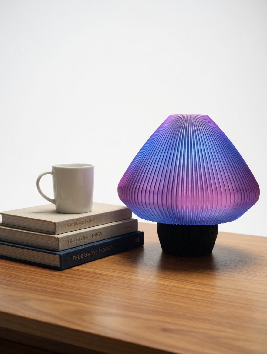 Mycelium Pleated Table Lamp — Cosmic Rose | Short
