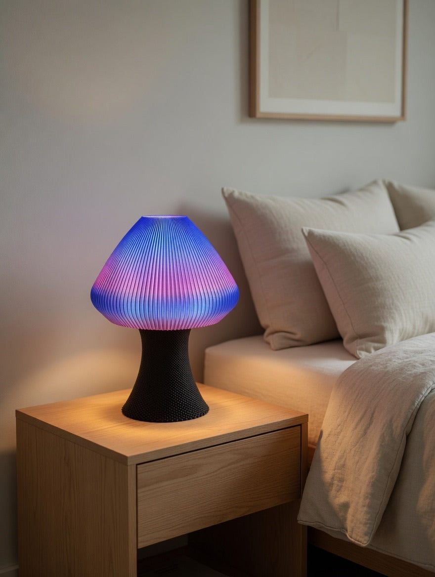 Mycelium Pleated Table Lamp — Cosmic Rose | Tall