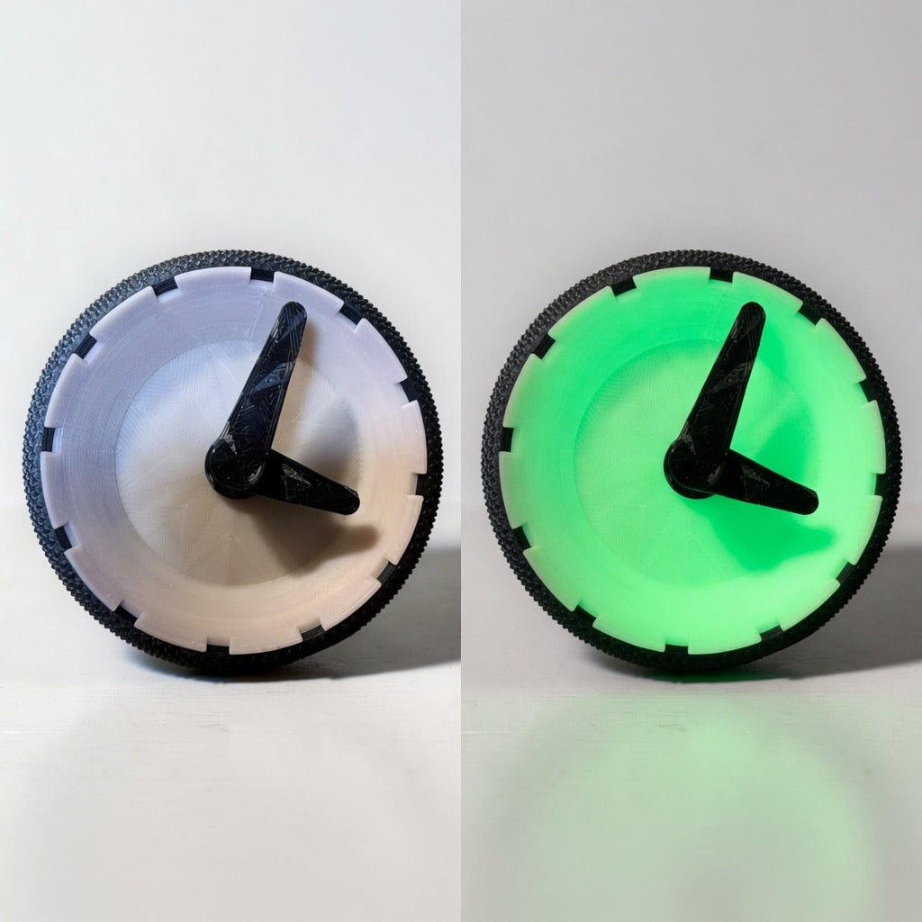 Glow in the Dark Desk Clock – 3D Printed Minimalist Table Clock | Knurled Housing | Working Mechanism