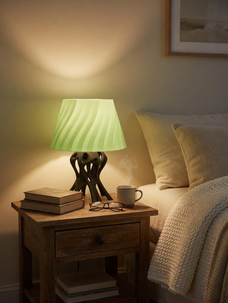 Abstract Sculptural Glow Table Lamp – 3D Printed Twisted Shade | Root Base | Glow in the Dark