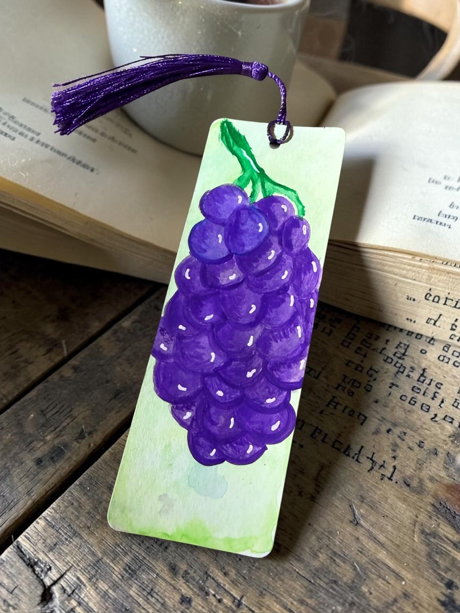 Watercolor Grape Bookmark by JoJo