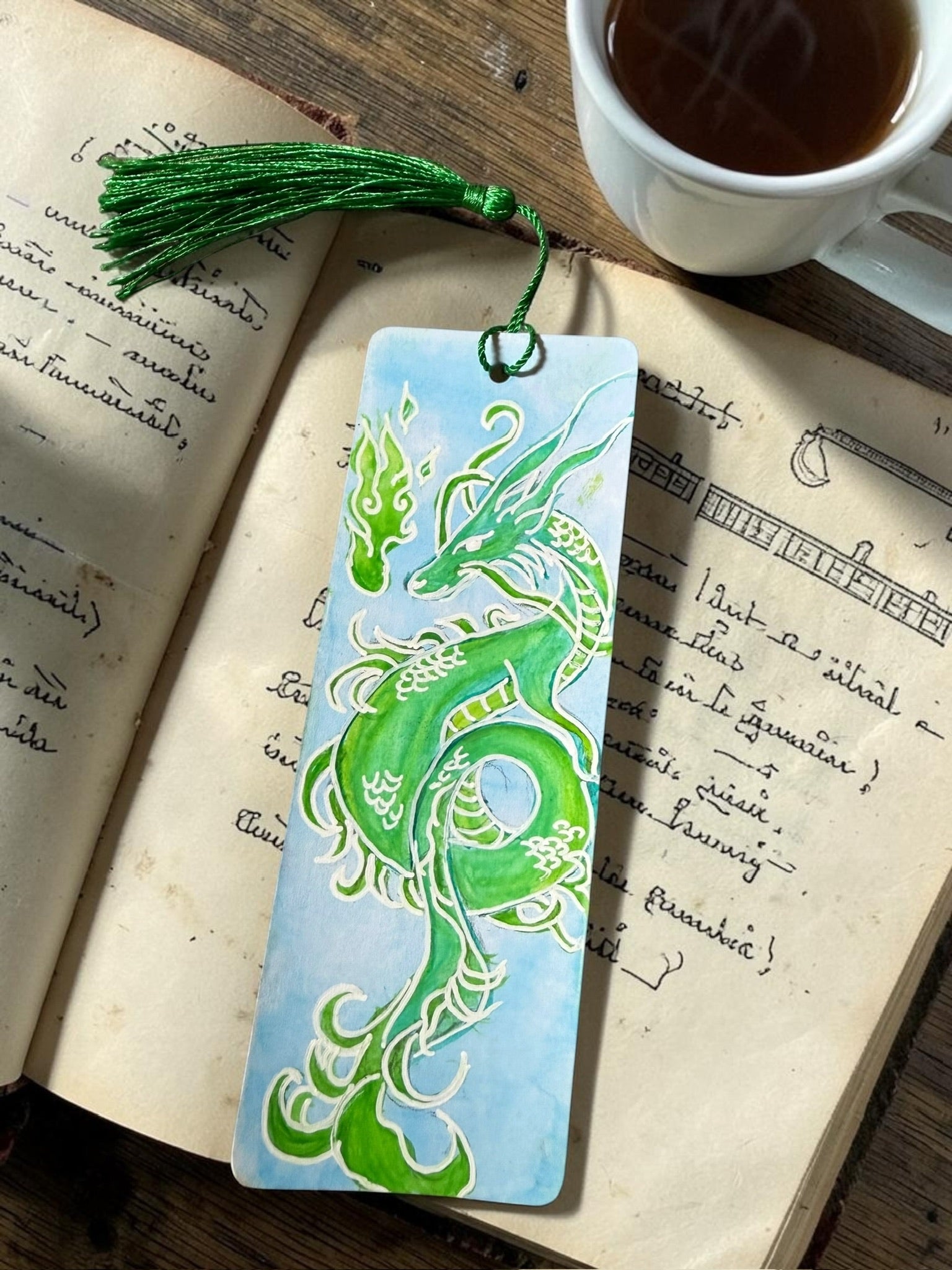 Watercolor Dragon Bookmark by JoJo