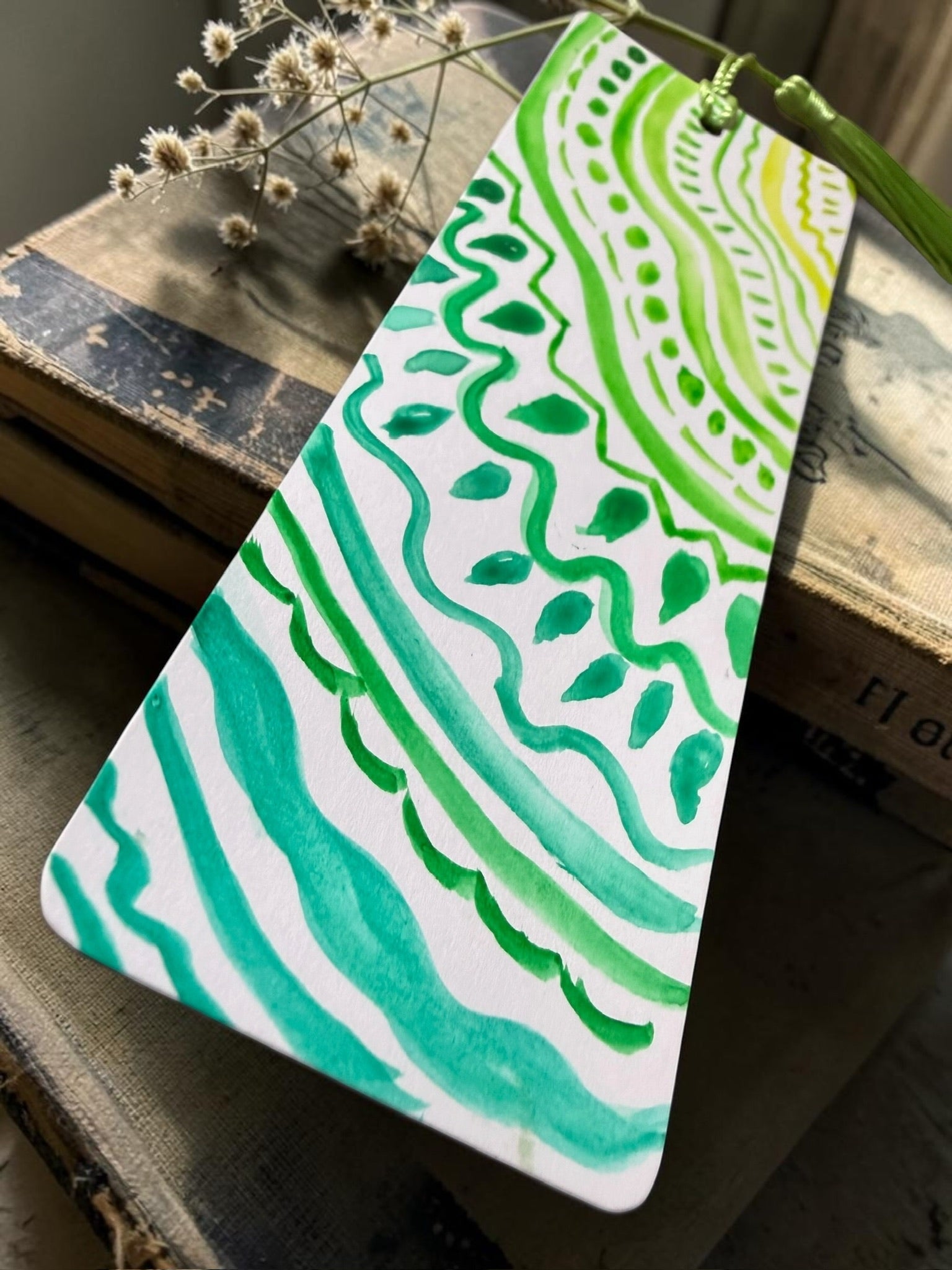 Green Wave Botanical Bookmark by JoJo