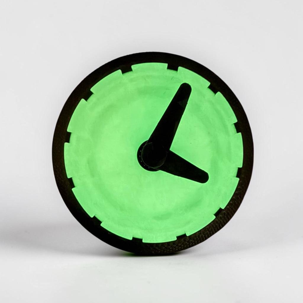 Glow in the Dark Desk Clock – 3D Printed Minimalist Table Clock | Knurled Housing | Working Mechanism