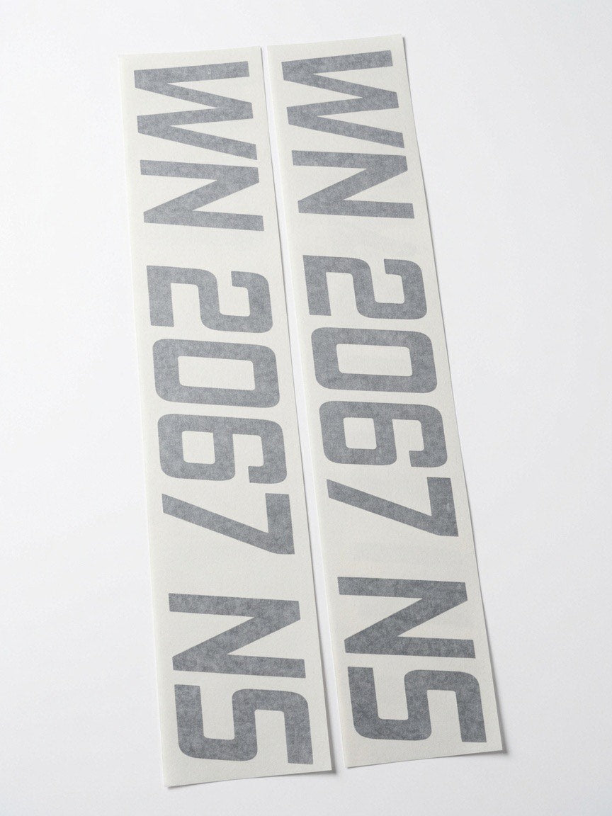Boat registration numbers in silver metallic marine vinyl