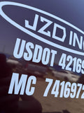 Fleet DOT lettering - company name, USDOT and MC numbers applied to a truck door