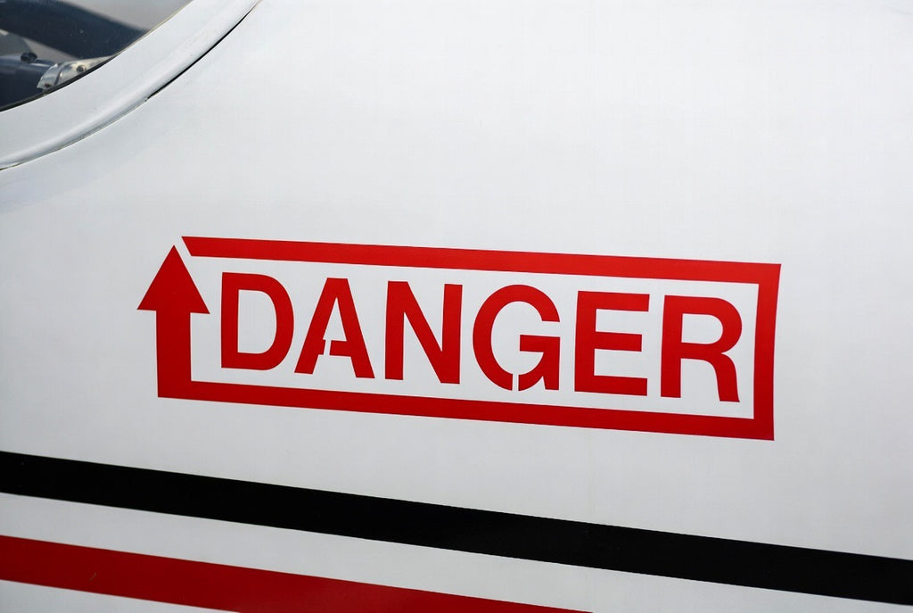 Aircraft placard and custom vinyl marking detail