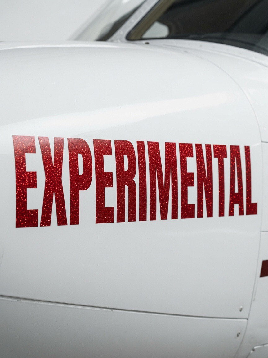 On-airport install - EXPERIMENTAL marking applied to an aircraft cowl