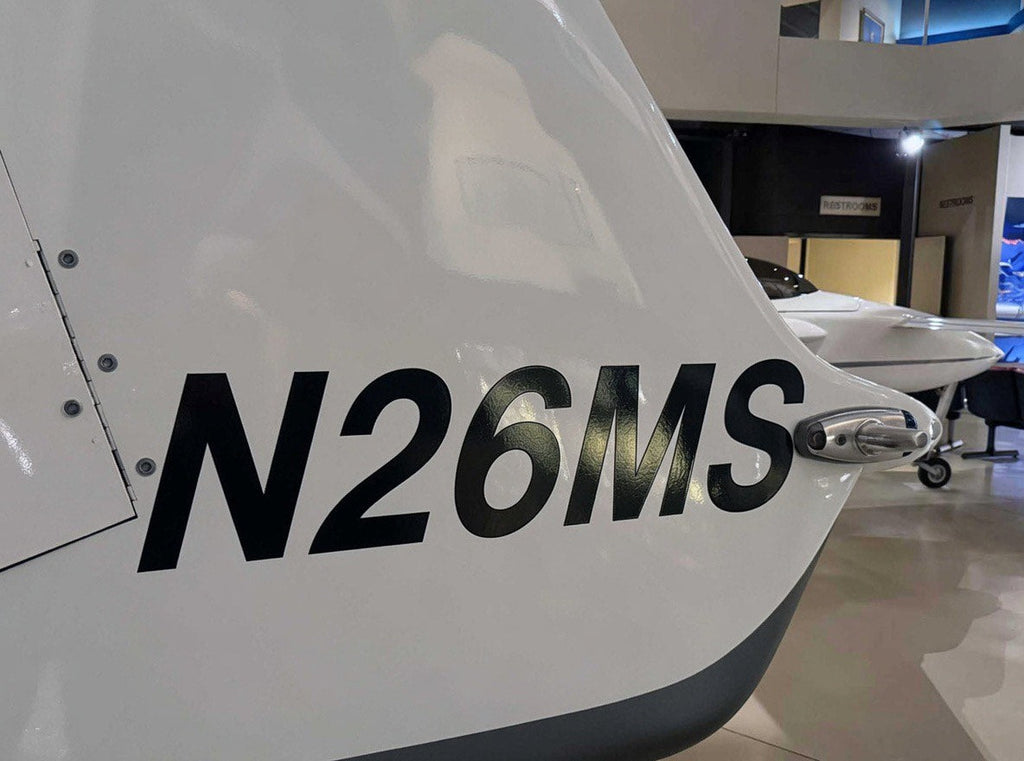 Aircraft N-number lettering in white vinyl, sample layout