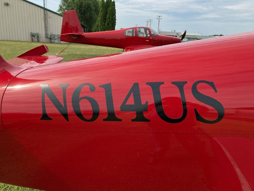 Aircraft N-number lettering in red 3M cast vinyl, sample layout