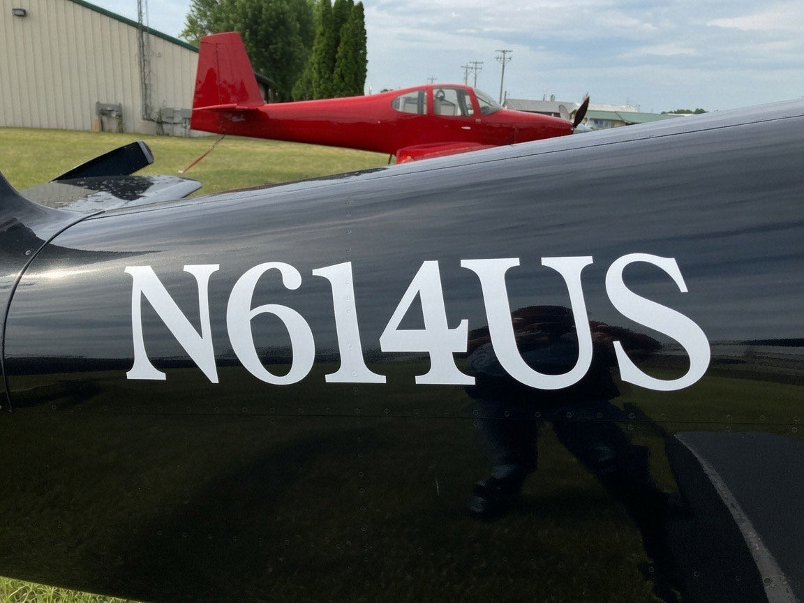 Aircraft registration number cut in black vinyl, sample layout