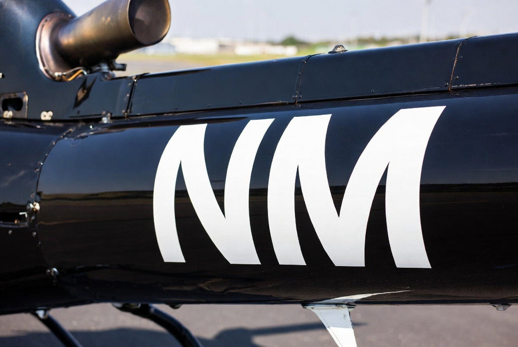 Helicopter registration lettering in black vinyl