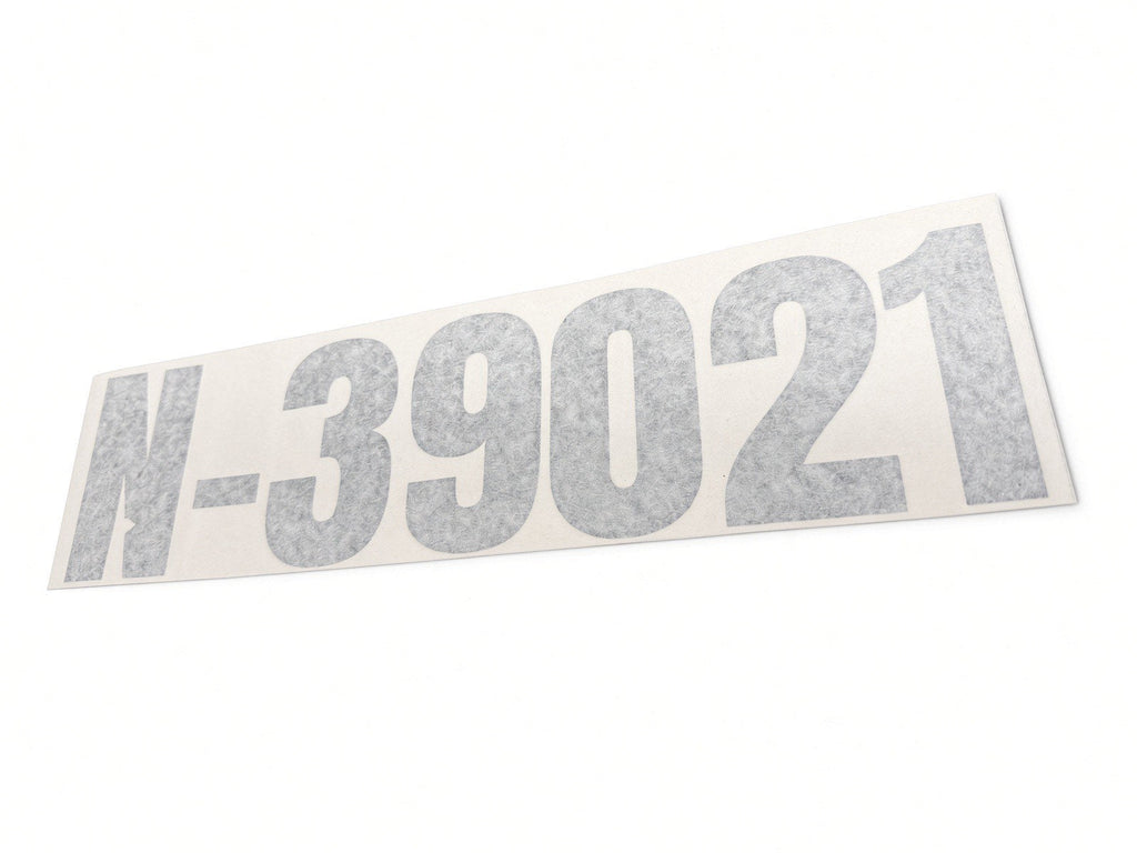 Finished aircraft N-number lettering on an airframe