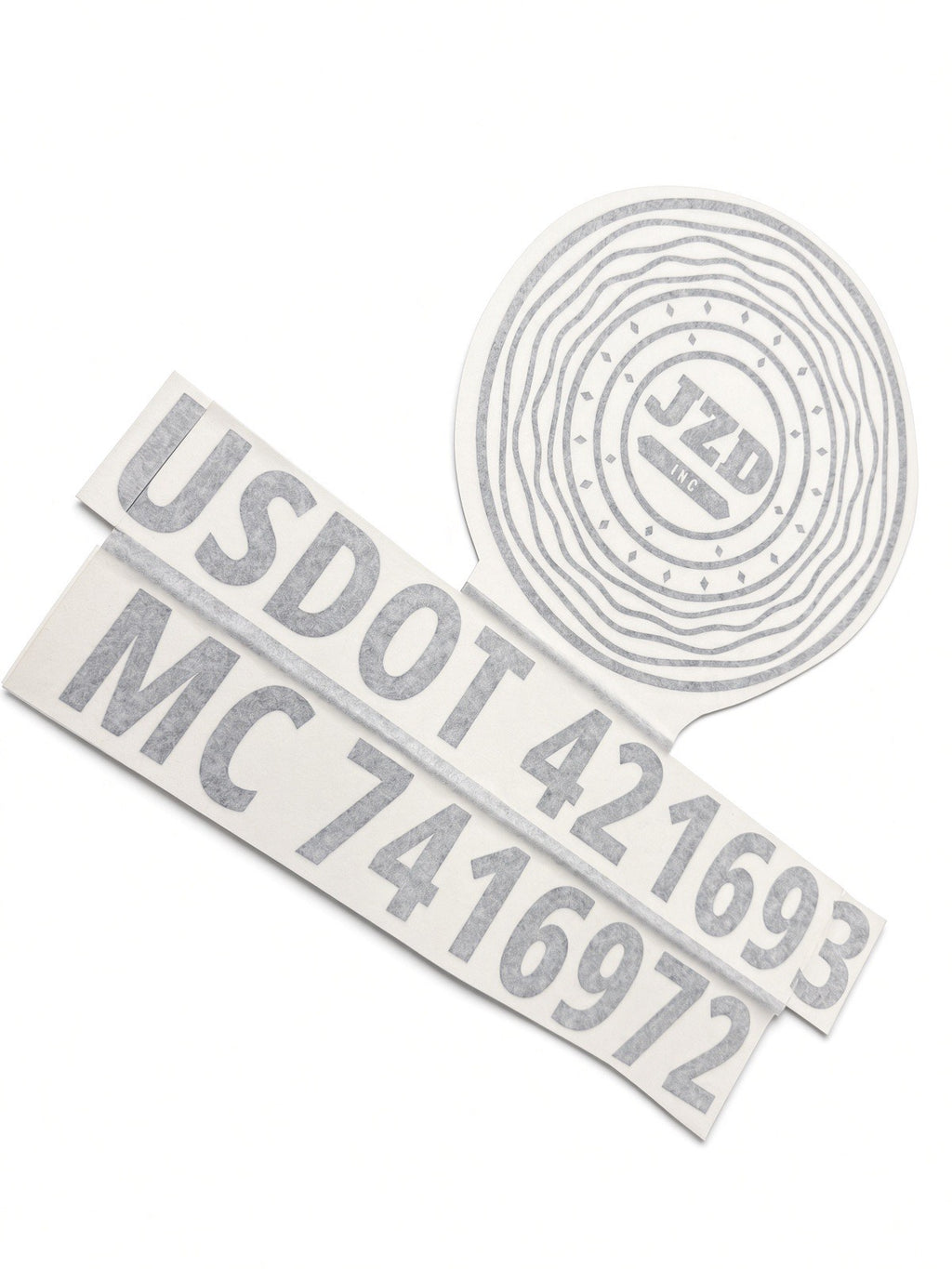 Vehicle door lettering with business identification in vinyl