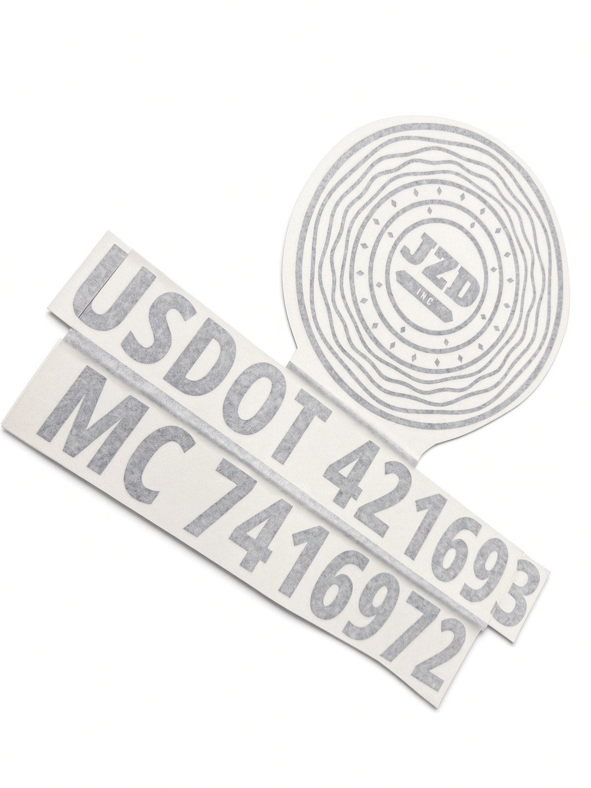 Vehicle door lettering with business identification in vinyl