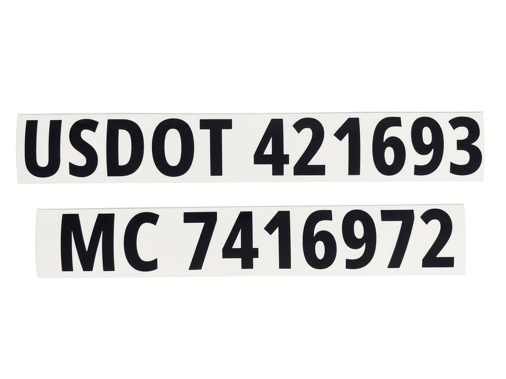 USDOT and MC compliance lettering on a truck door