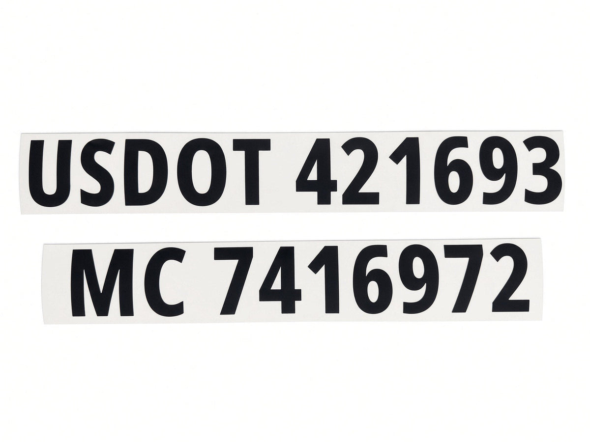 USDOT and MC compliance lettering on a truck door