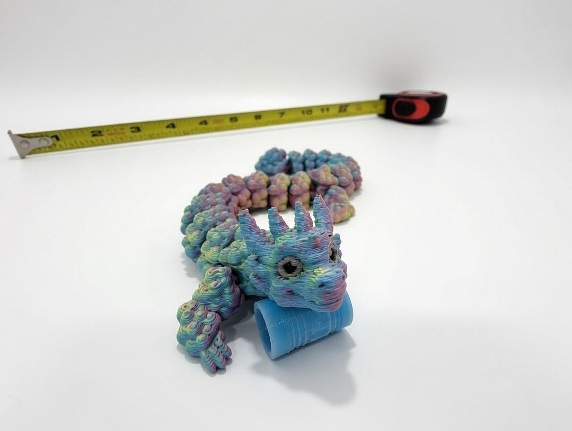 Articulated Bubble Dragon – 3D Printed UV Reactive Pastel Fidget Toy