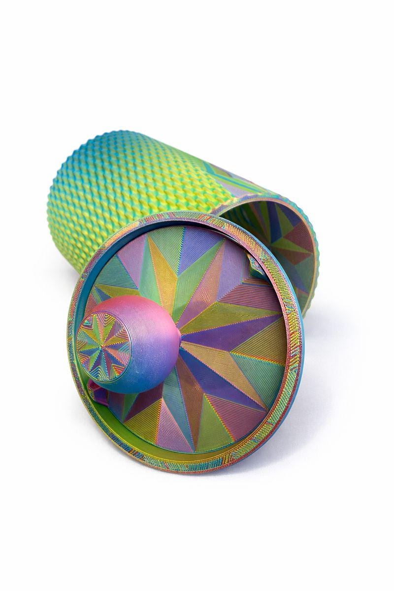 Minimalist Organizer with Flip-Top Lid, Modern Textured Storage Jar