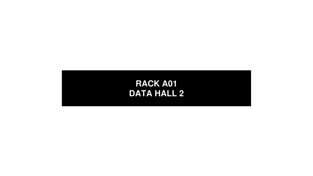 Variable-data asset ID proof example showing repeatable rack and room identification