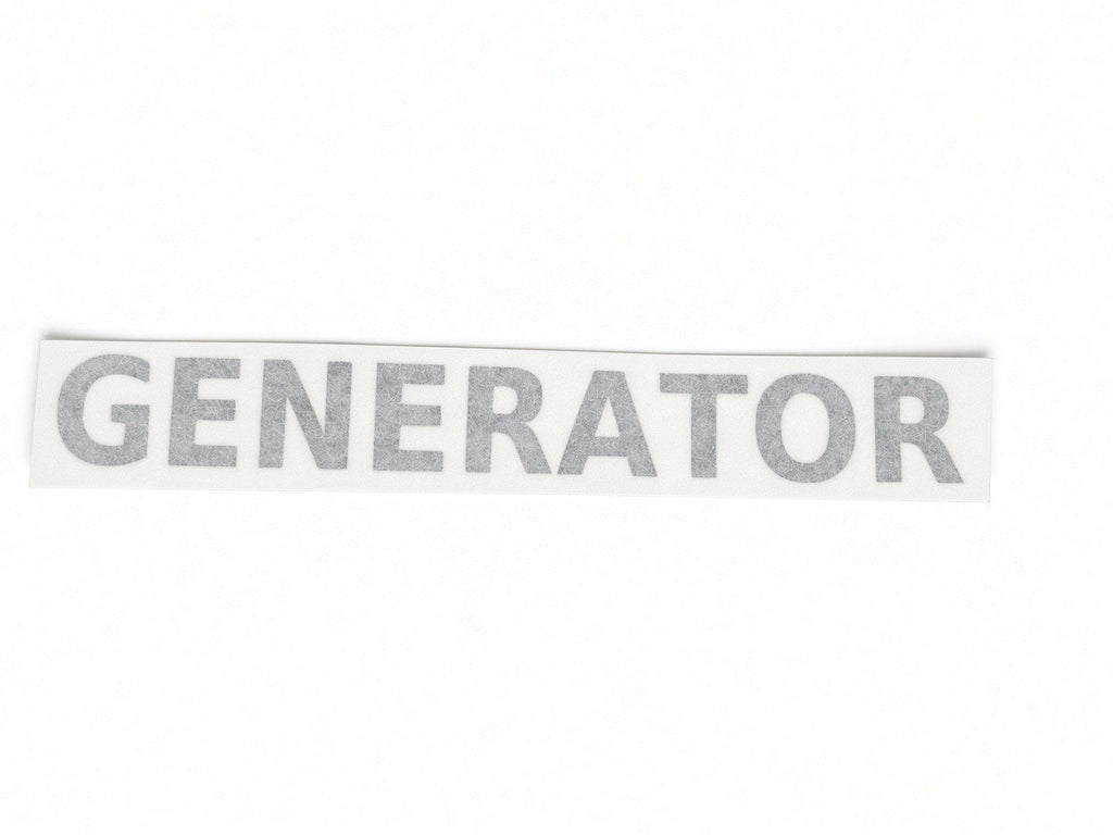 GENERATOR equipment ID cut by JZac Designs in Genuine 3M cast vinyl on transfer tape
