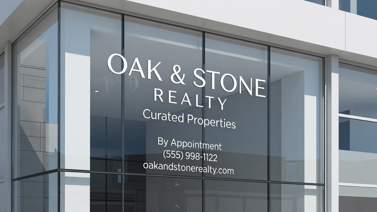 Office window lettering - business name and details, starter pack layout
