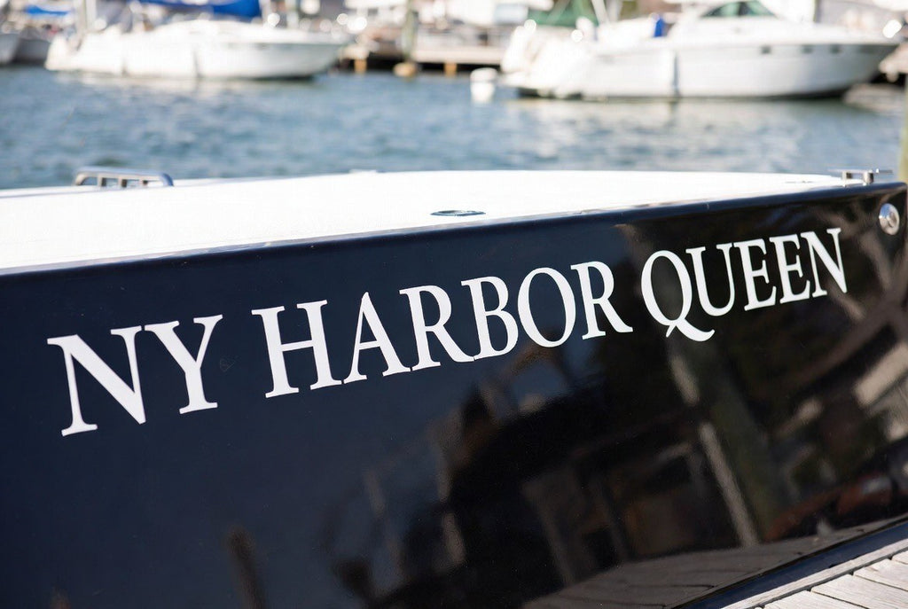Boat name lettering on stern - NY Harbor Queen